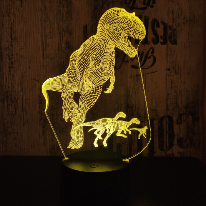 Alfa a T rex 7 színű 3D led lámpa