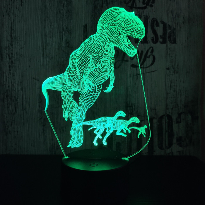 Alfa a T rex 7 színű 3D led lámpa