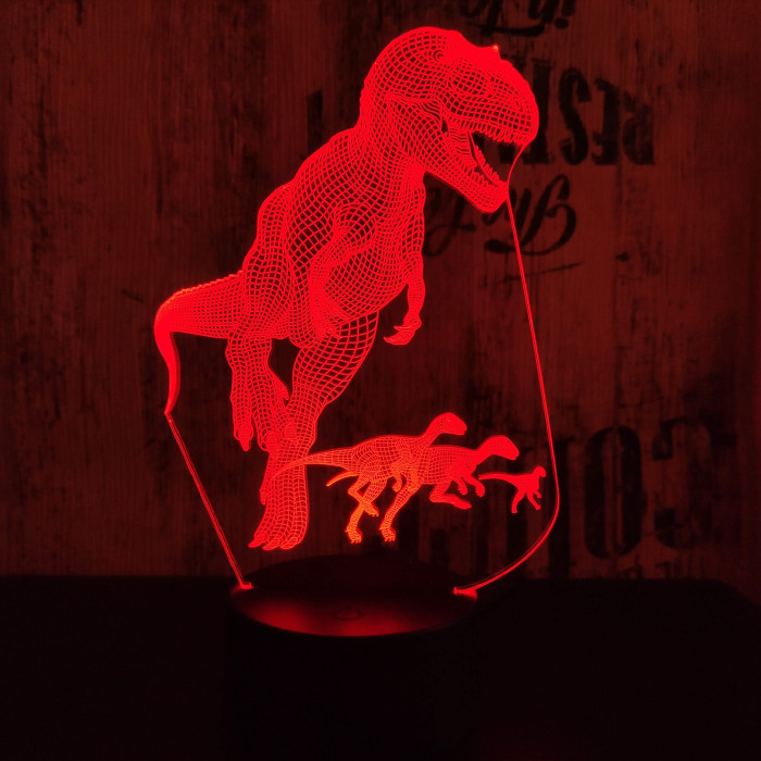 Alfa a T rex 7 színű 3D led lámpa
