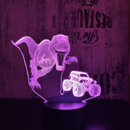 T-Rex és Autó 7 színű 3D led lámpa