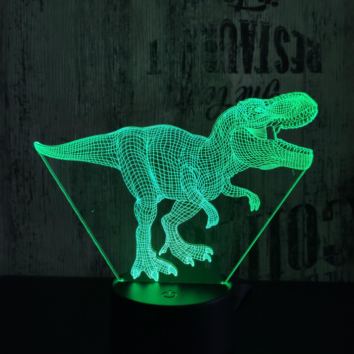 T-Rex 9 7 színű 3D led lámpa