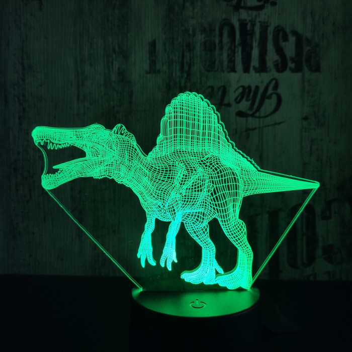 Spinosaurus 7 színű 3D led lámpa