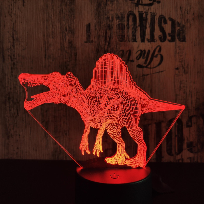 Spinosaurus 7 színű 3D led lámpa