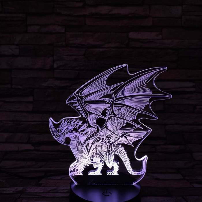 Sárkány 7 színű 3D led lámpa