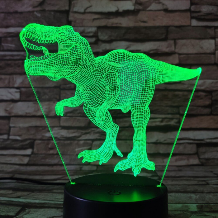 T-Rex 10 7 színű 3D led lámpa