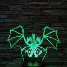 Háromfejű sárkány 7 színű 3D led lámpa