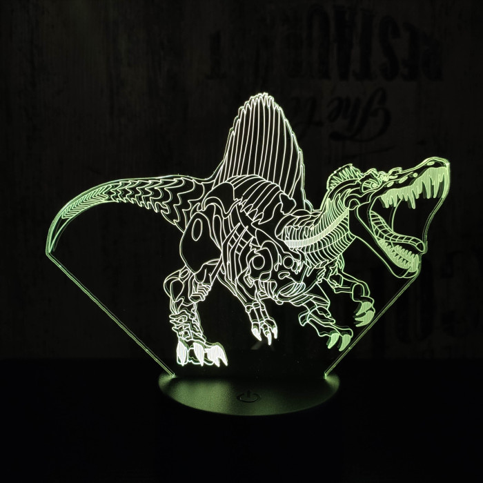 Spinosaurus mecha 7 színű 3D led lámpa