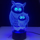 Két  Bagoly 7 szinű 3D led lámpa