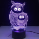 Két  Bagoly 7 szinű 3D led lámpa