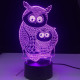 Két  Bagoly 7 szinű 3D led lámpa