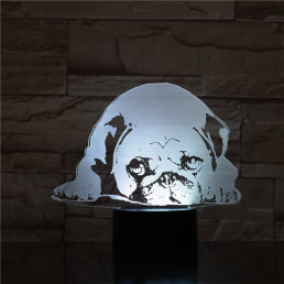 Fekvő Bulldog 7 színű 3D led lámpa