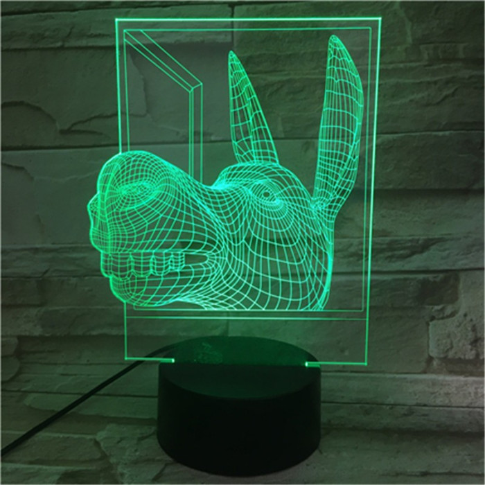 Szamár fej 7 színű 3D led lámpa