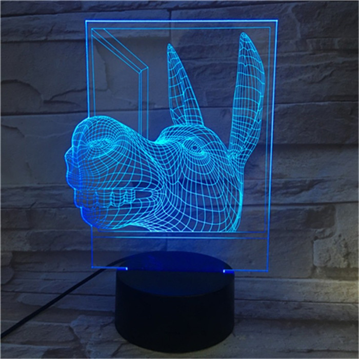 Szamár fej 7 színű 3D led lámpa