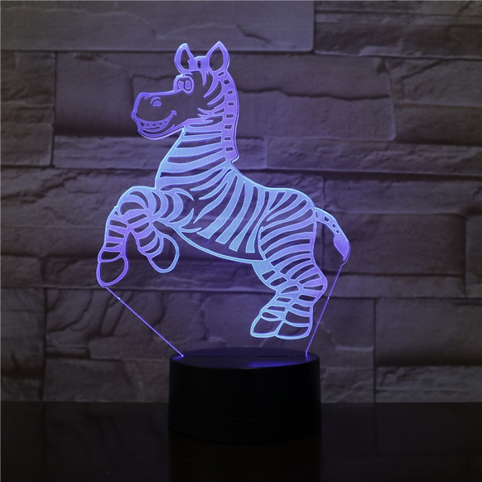 Zebra 7 színű 3D led lámpa
