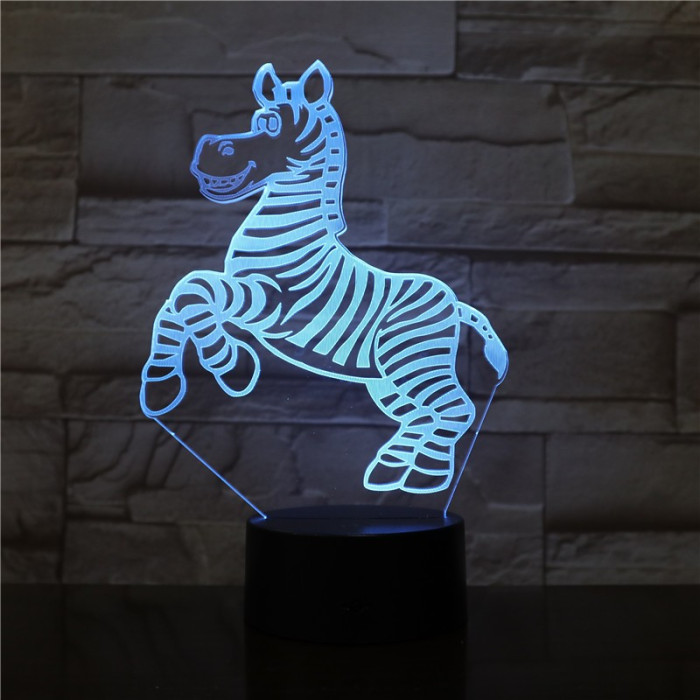 Zebra 7 színű 3D led lámpa