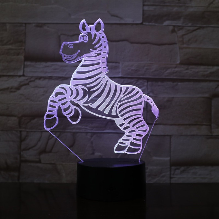 Zebra 7 színű 3D led lámpa