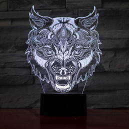 Farkas Fej 7 színű 3D led lámpa