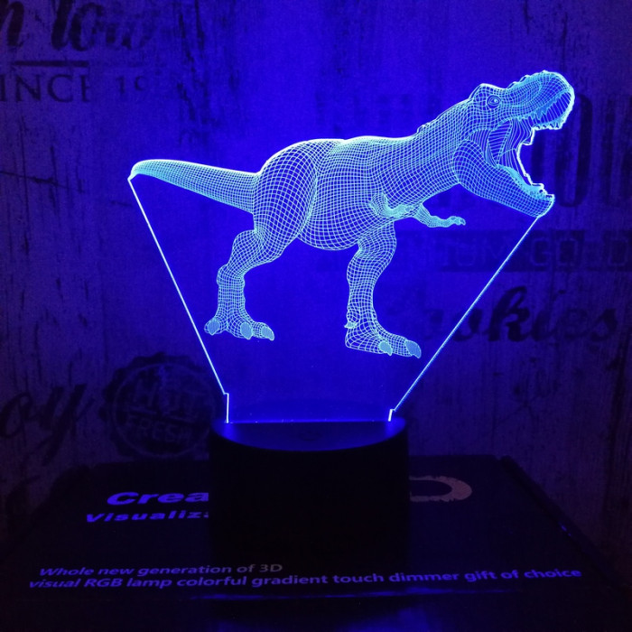 T-Rex 3 7 színű 3D led lámpa