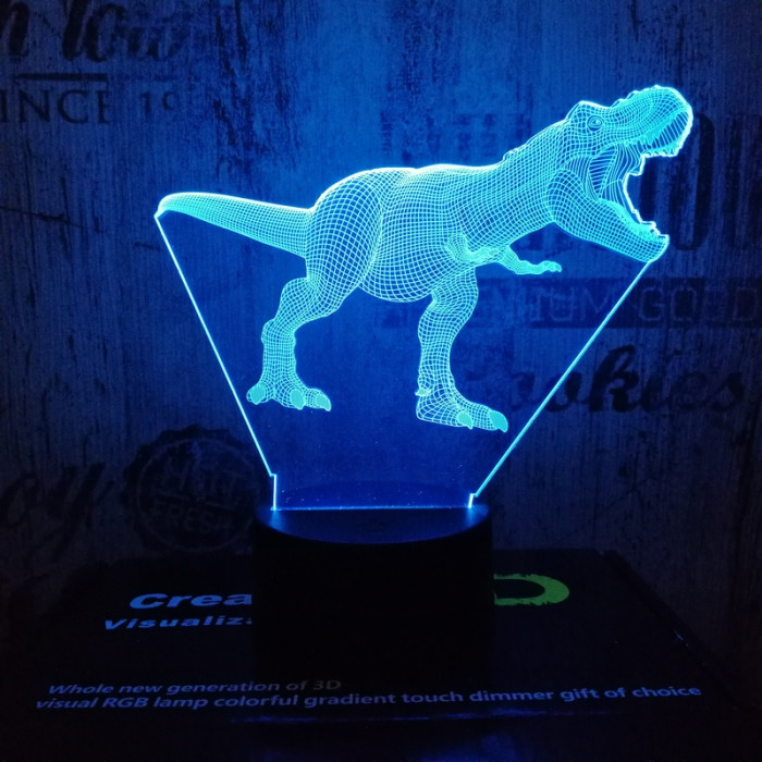 T-Rex 3 7 színű 3D led lámpa