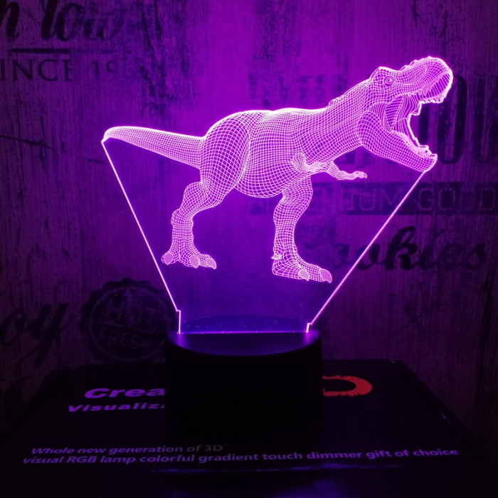 T-Rex 3 7 színű 3D led lámpa
