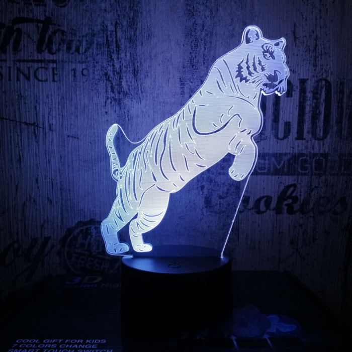 Ugró Tigris 7 színű 3D led lámpa
