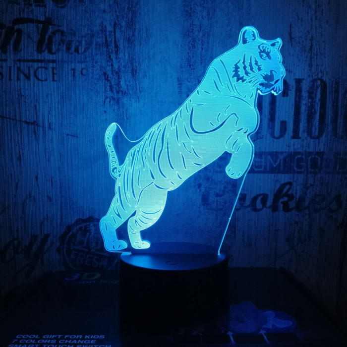 Ugró Tigris 7 színű 3D led lámpa