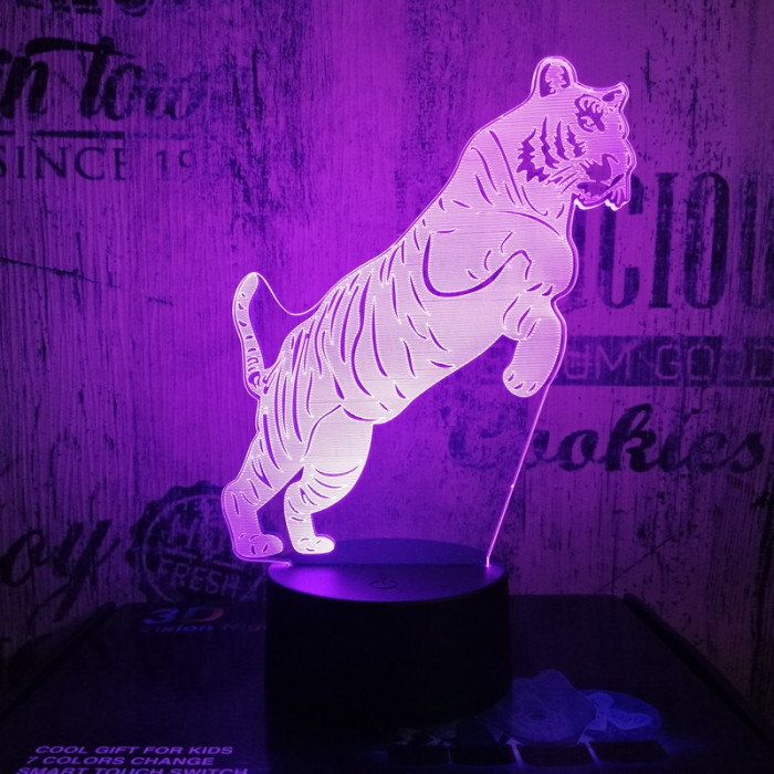Ugró Tigris 7 színű 3D led lámpa