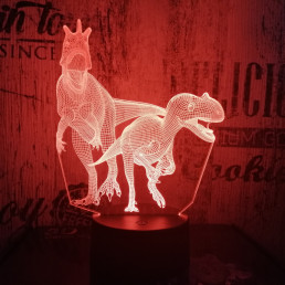 Két dinó raptor 7 színű 3D led lámpa