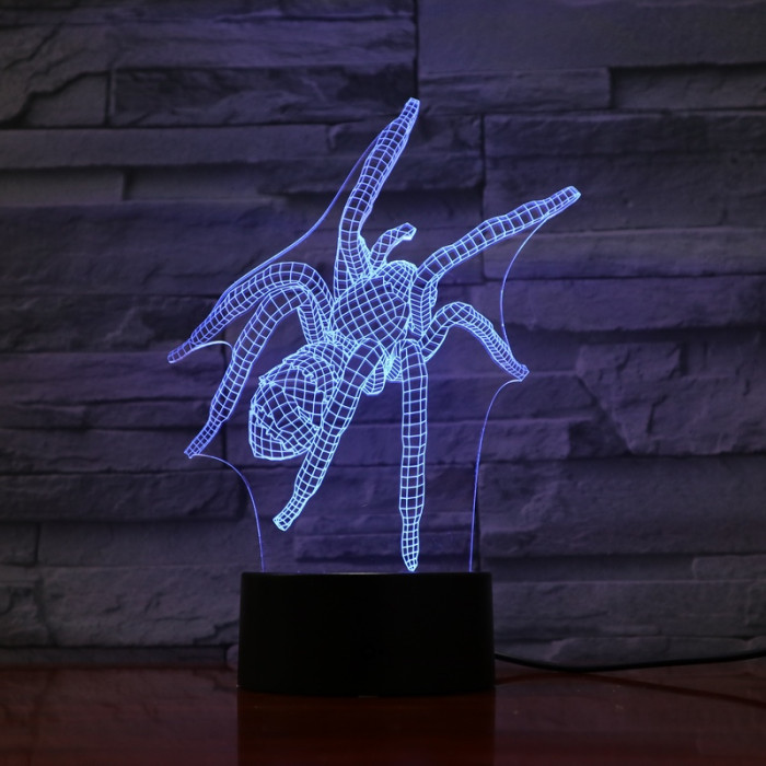 Pók 1  7 színű  3D led lámpa