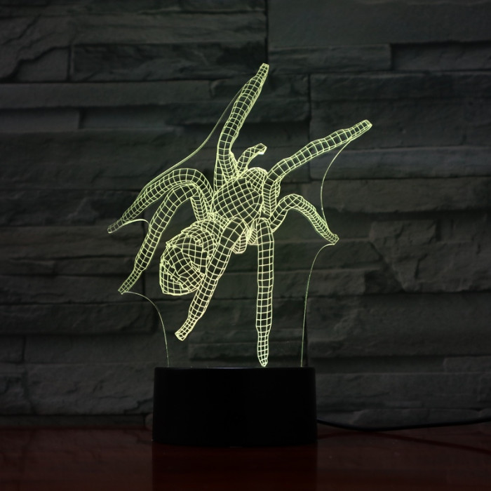 Pók 1  7 színű  3D led lámpa