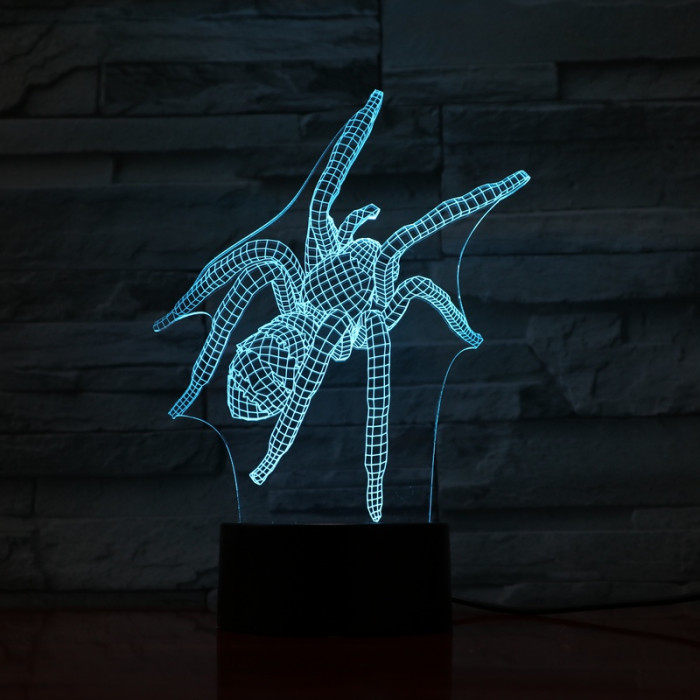 Pók 1  7 színű  3D led lámpa