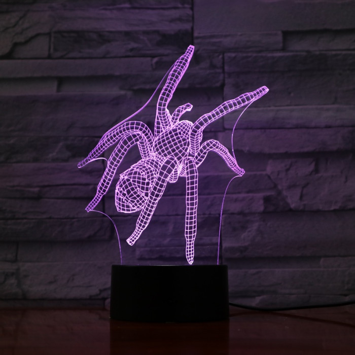 Pók 1  7 színű  3D led lámpa