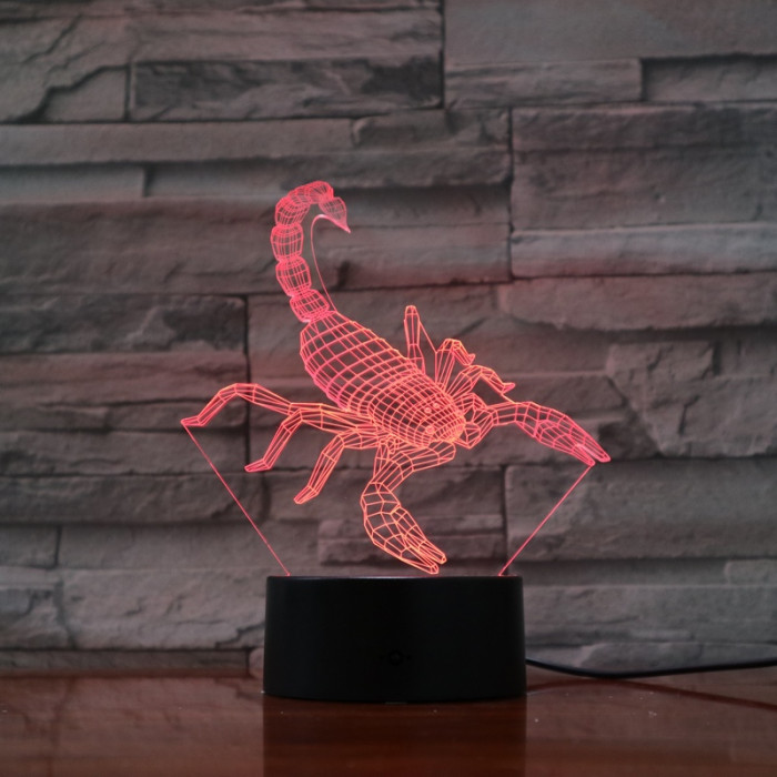 Skorpió 7 színű 3D led lámpa