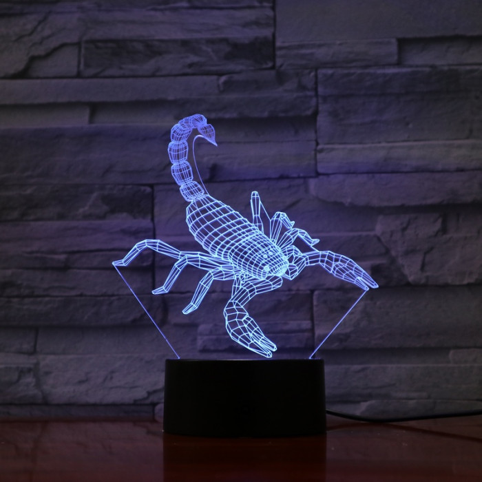 Skorpió 7 színű 3D led lámpa