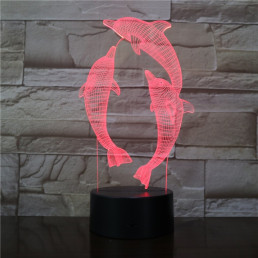 Ugró Delfin 7 színű  3D led lámpa