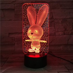 Nyuszi 3  7 színű  3D led lámpa