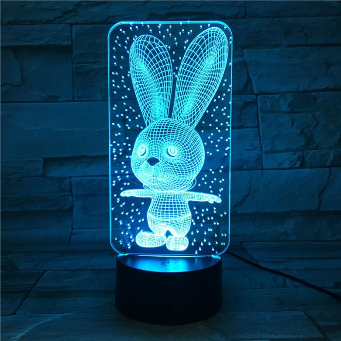 Nyuszi 3  7 színű  3D led lámpa