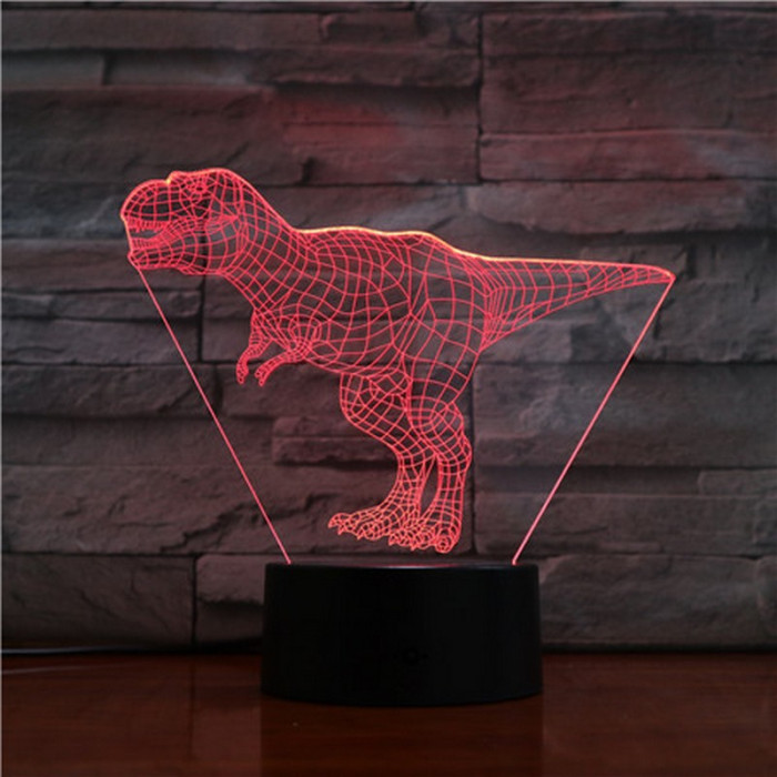 T-Rex 7 színű 3D led lámpa