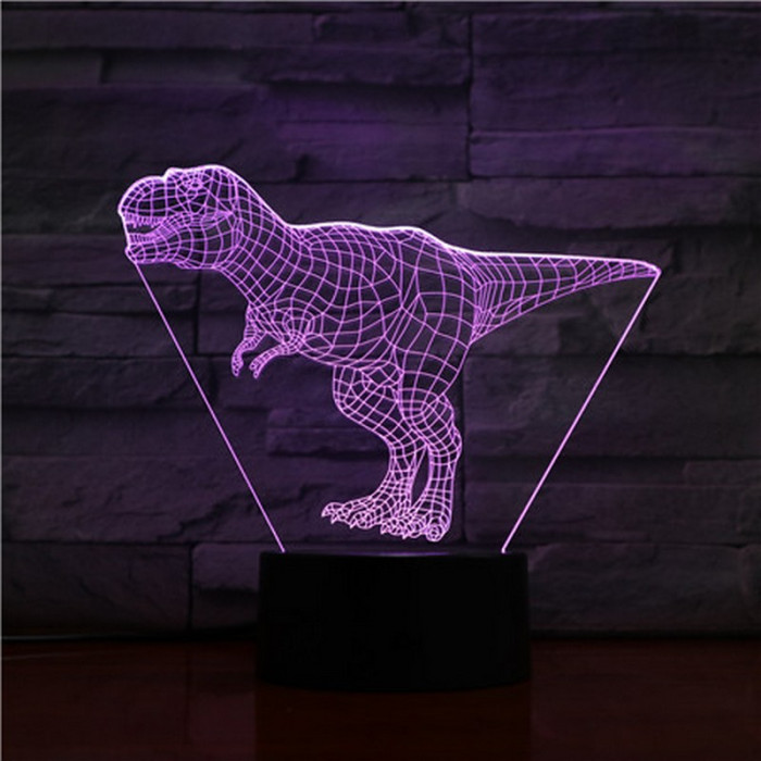T-Rex 7 színű 3D led lámpa