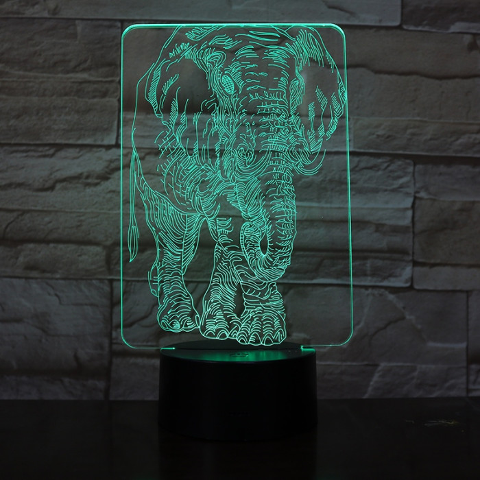 Elefánt 7 színű 3D led lámpa
