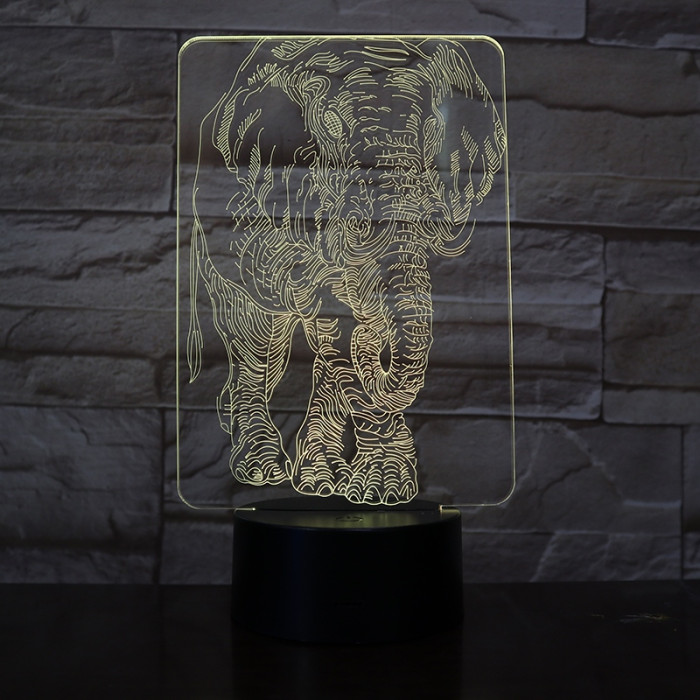 Elefánt 7 színű 3D led lámpa