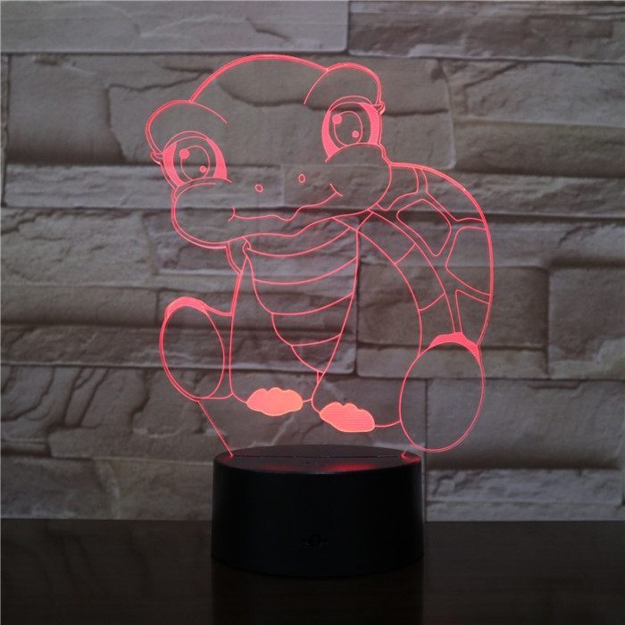 Teknős 7 színű 3D led lámpa