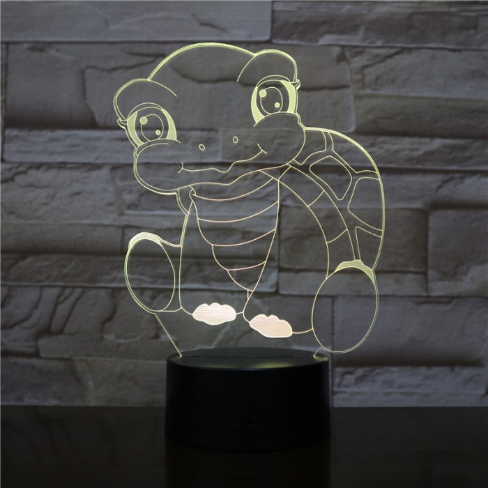Teknős 7 színű 3D led lámpa