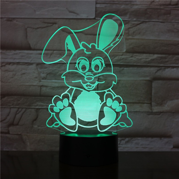 Nyuszi  7 színű 3D led lámpa