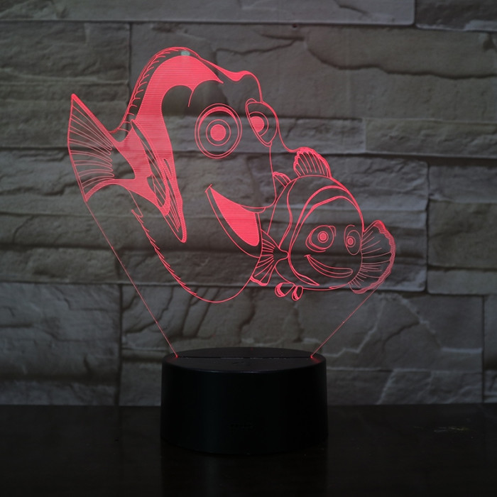 Bohóc Hal 7 színű 3D led lámpa