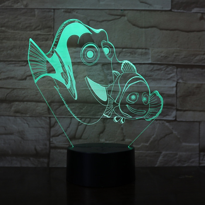 Bohóc Hal 7 színű 3D led lámpa