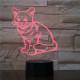 Ülő Cica 7 színű 3D led lámpa