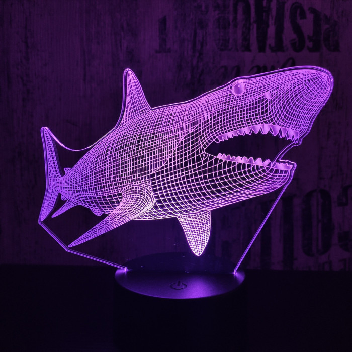 Cápa 2 7 színű 3D led lámpa