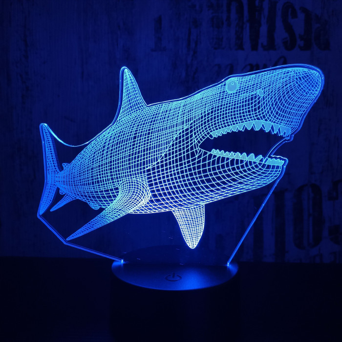 Cápa 2 7 színű 3D led lámpa