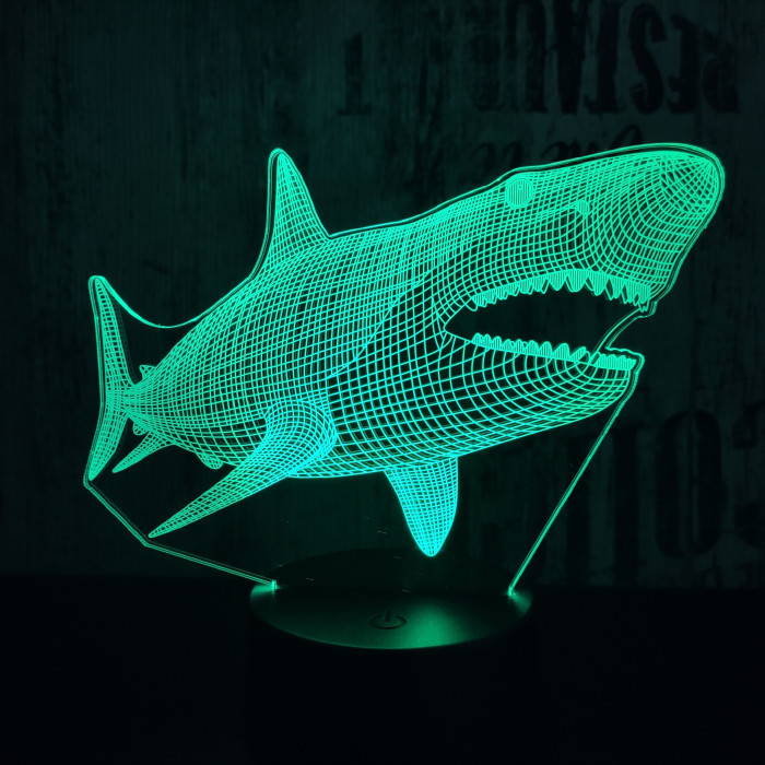 Cápa 2 7 színű 3D led lámpa